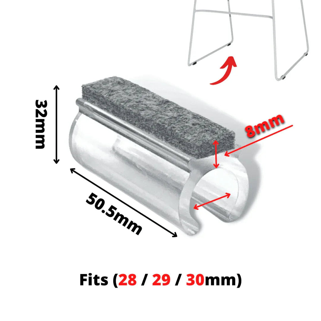 Clear Felt Clip on Sled Chair Glides - Sleigh Chair Glides