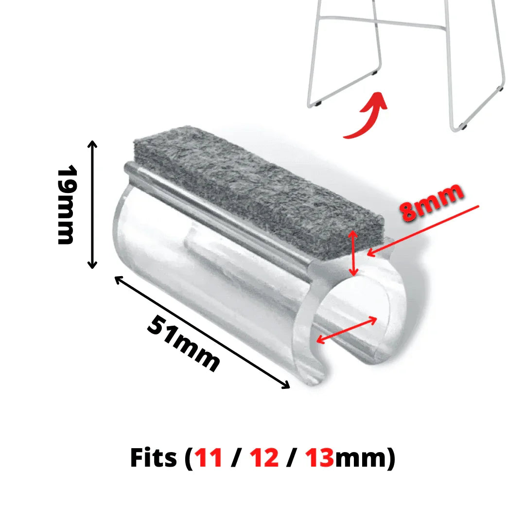 Clear Felt Clip on Sled Chair Glides - Sleigh Chair Glides