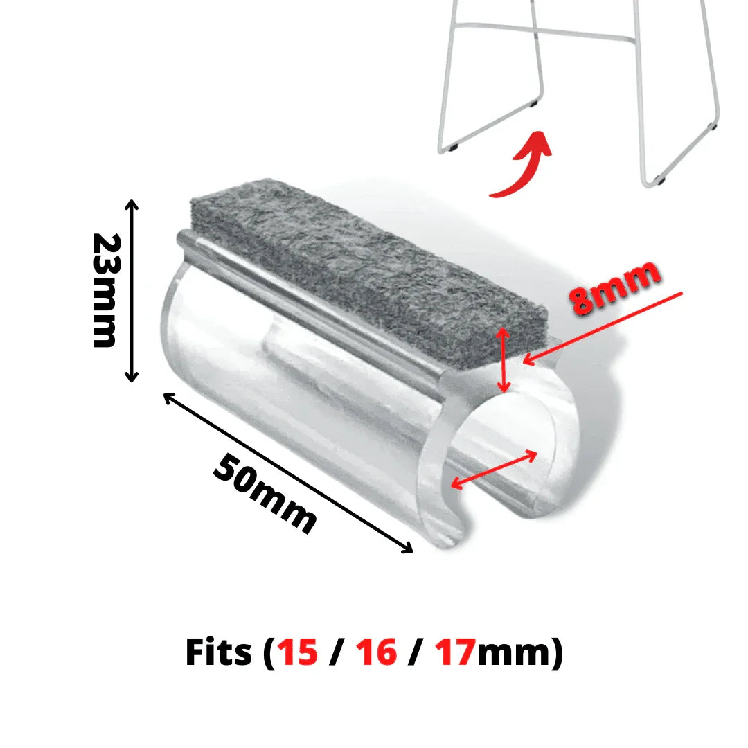 Clear Felt Clip on Sled Chair Glides - Sleigh Chair Glides