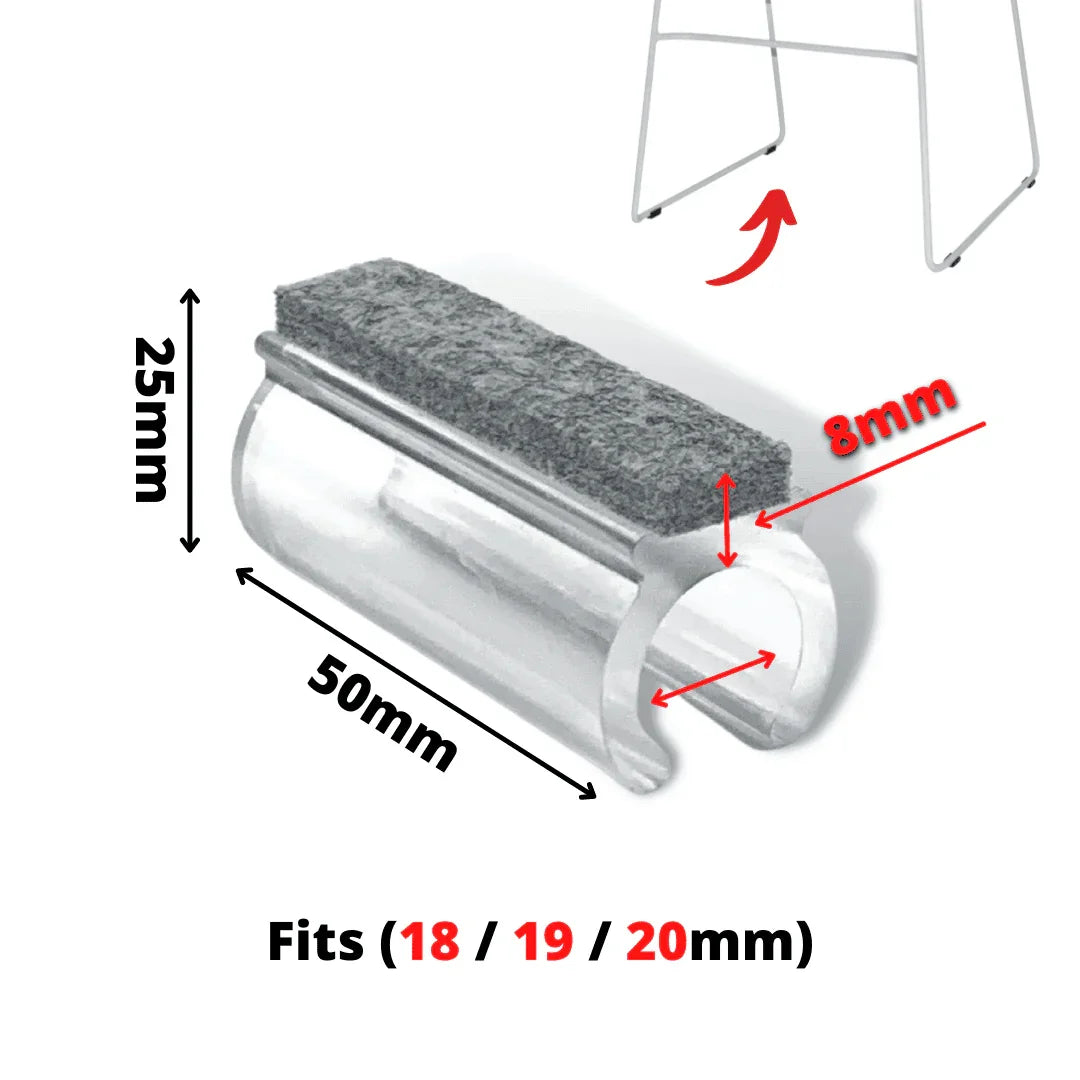 Clear Felt Clip on Sled Chair Glides - Sleigh Chair Glides