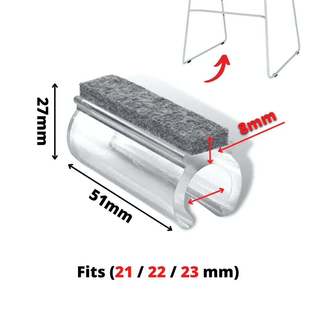 Clear Felt Clip on Sled Chair Glides - Sleigh Chair Glides